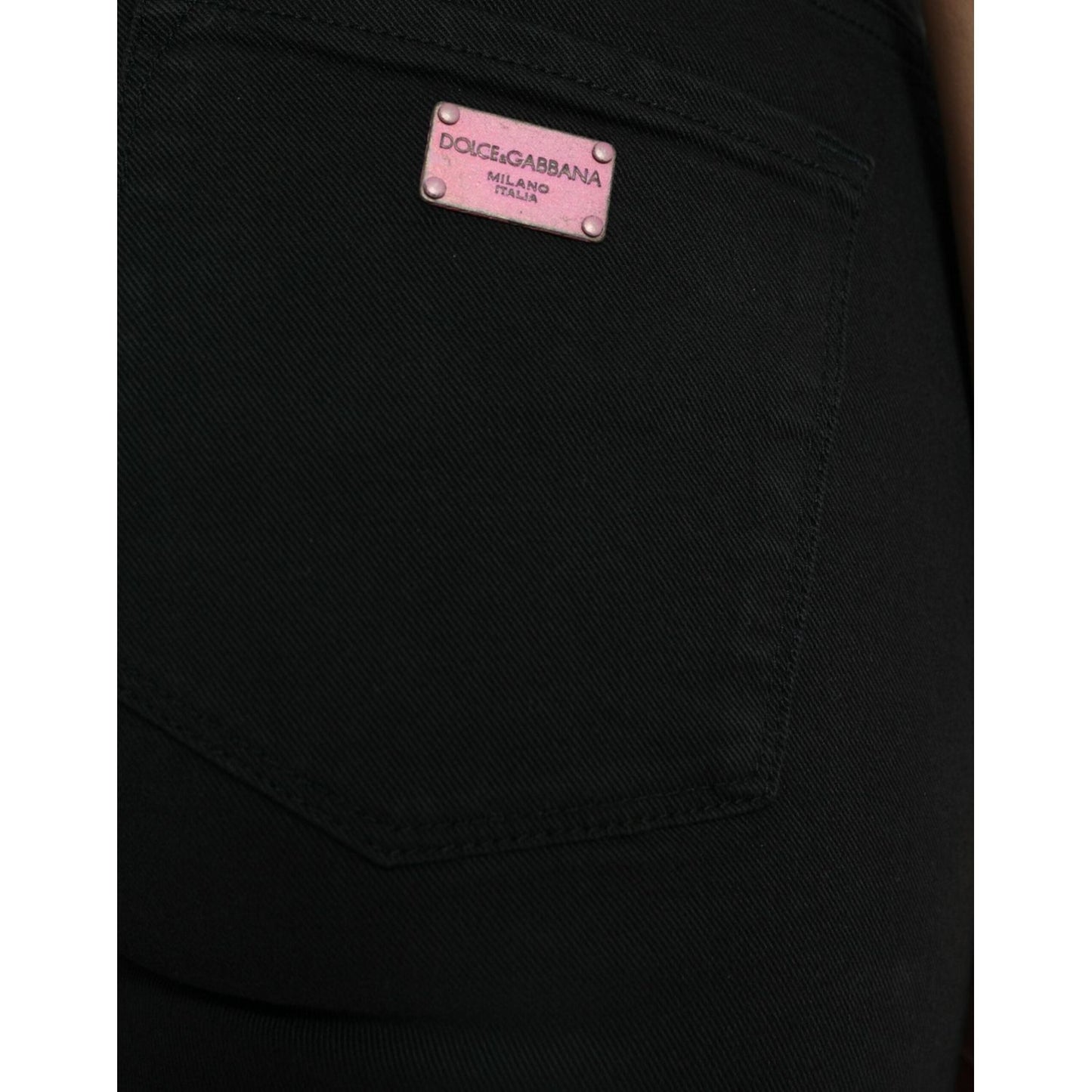 Elegant Black Mid-Waist Stretch Jeans