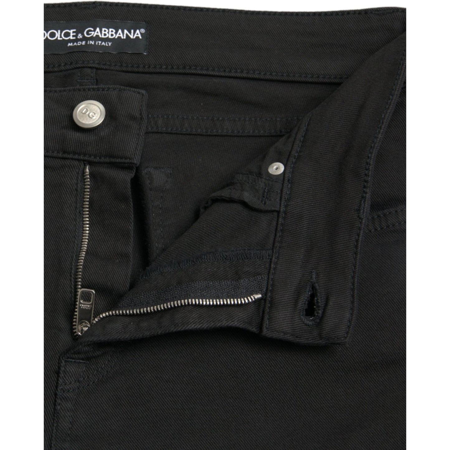 Elegant Black Mid-Waist Stretch Jeans