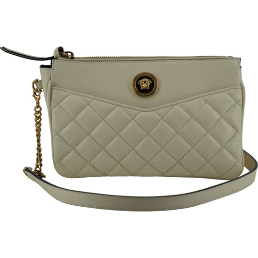 Elegant White Lamb Leather Crossbody Pouch