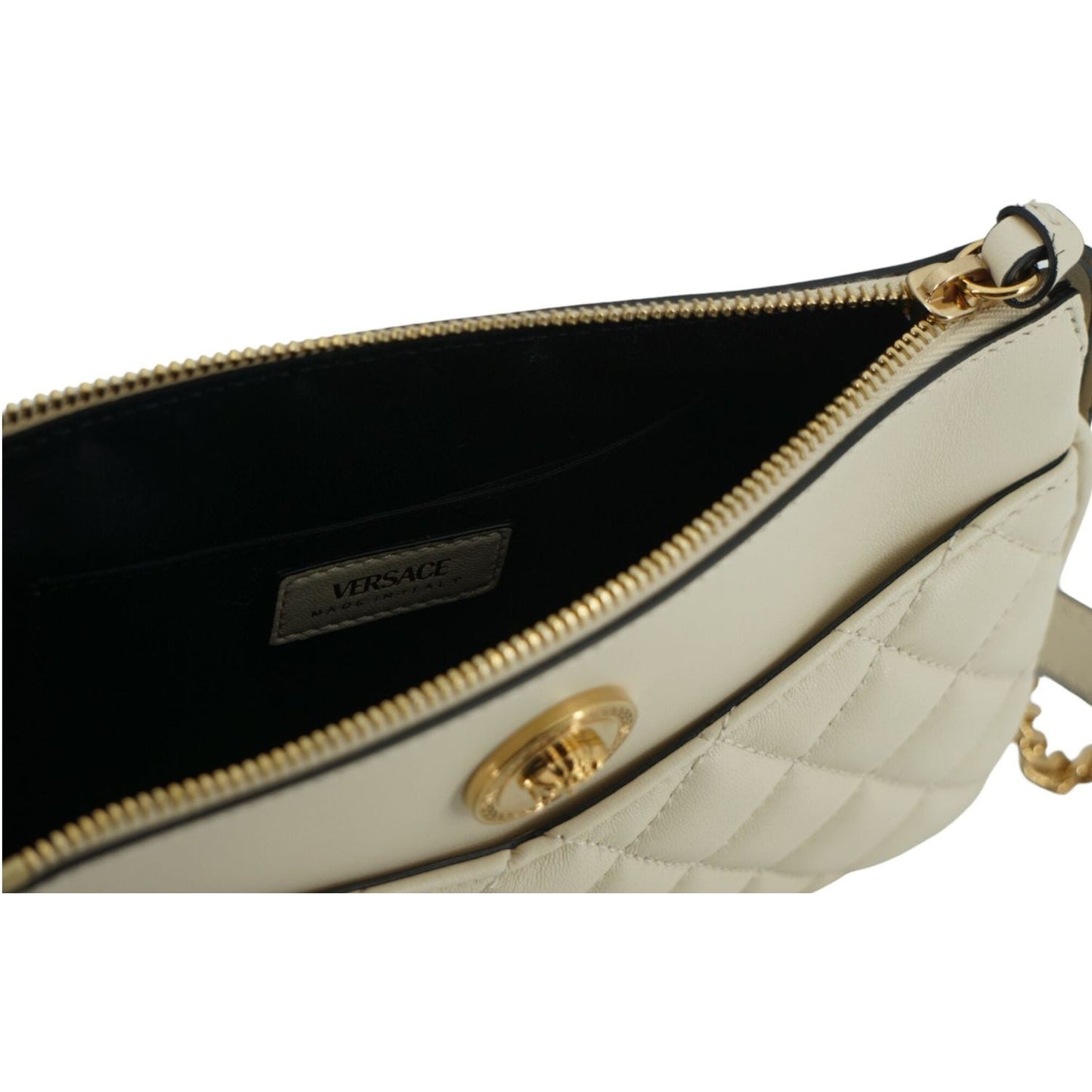 Elegant White Lamb Leather Crossbody Pouch