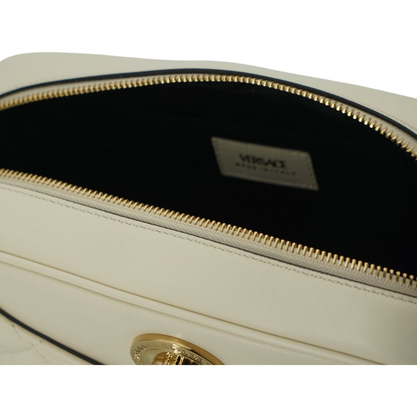 Elegant White Leather Camera Shoulder Bag