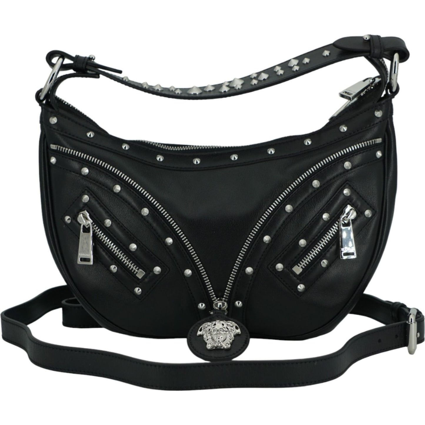 Elegant Black Leather Hobo Shoulder Bag