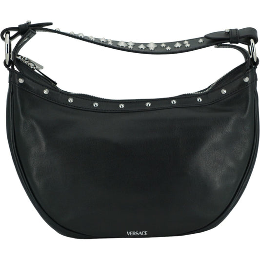 Elegant Black Leather Hobo Shoulder Bag