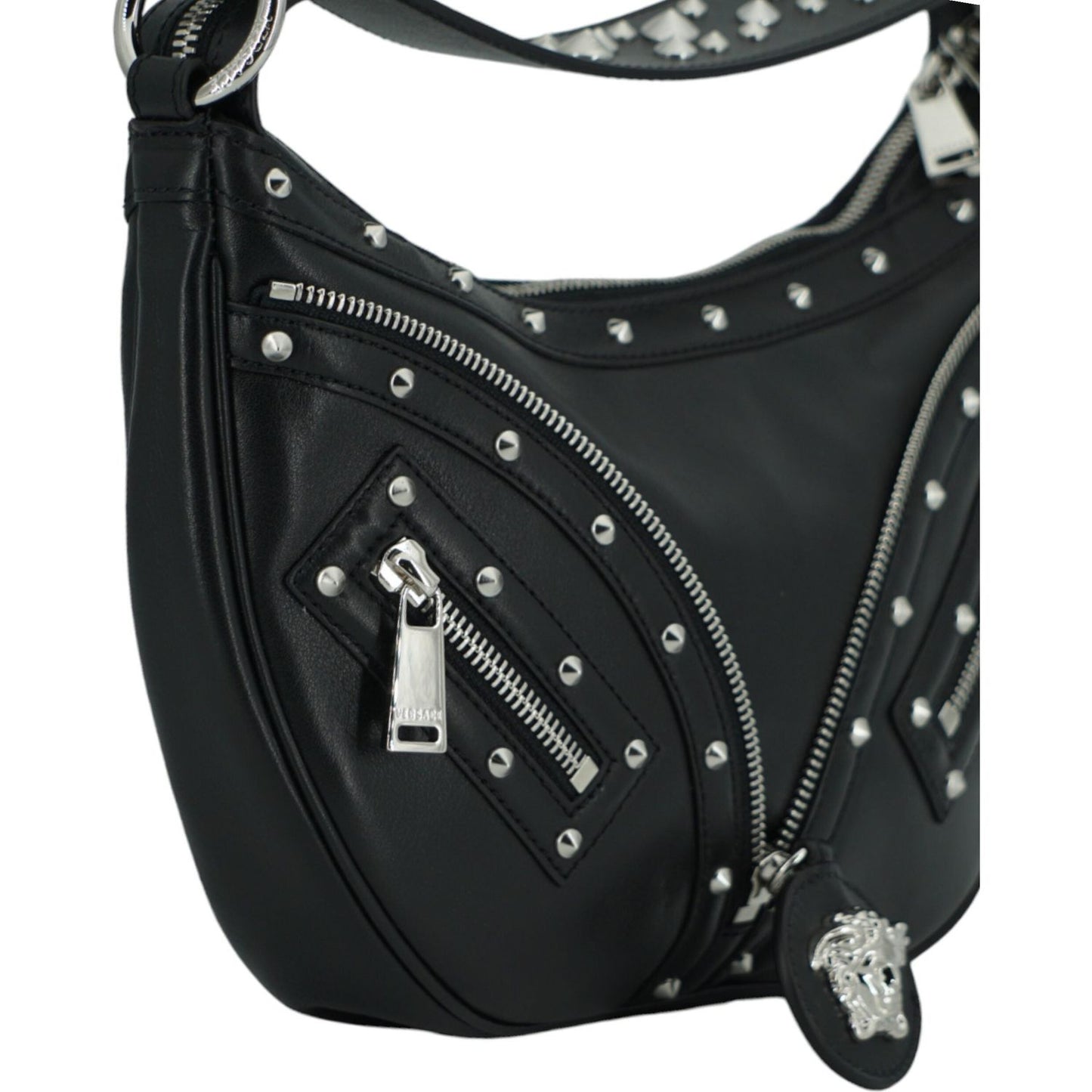 Elegant Black Leather Hobo Shoulder Bag