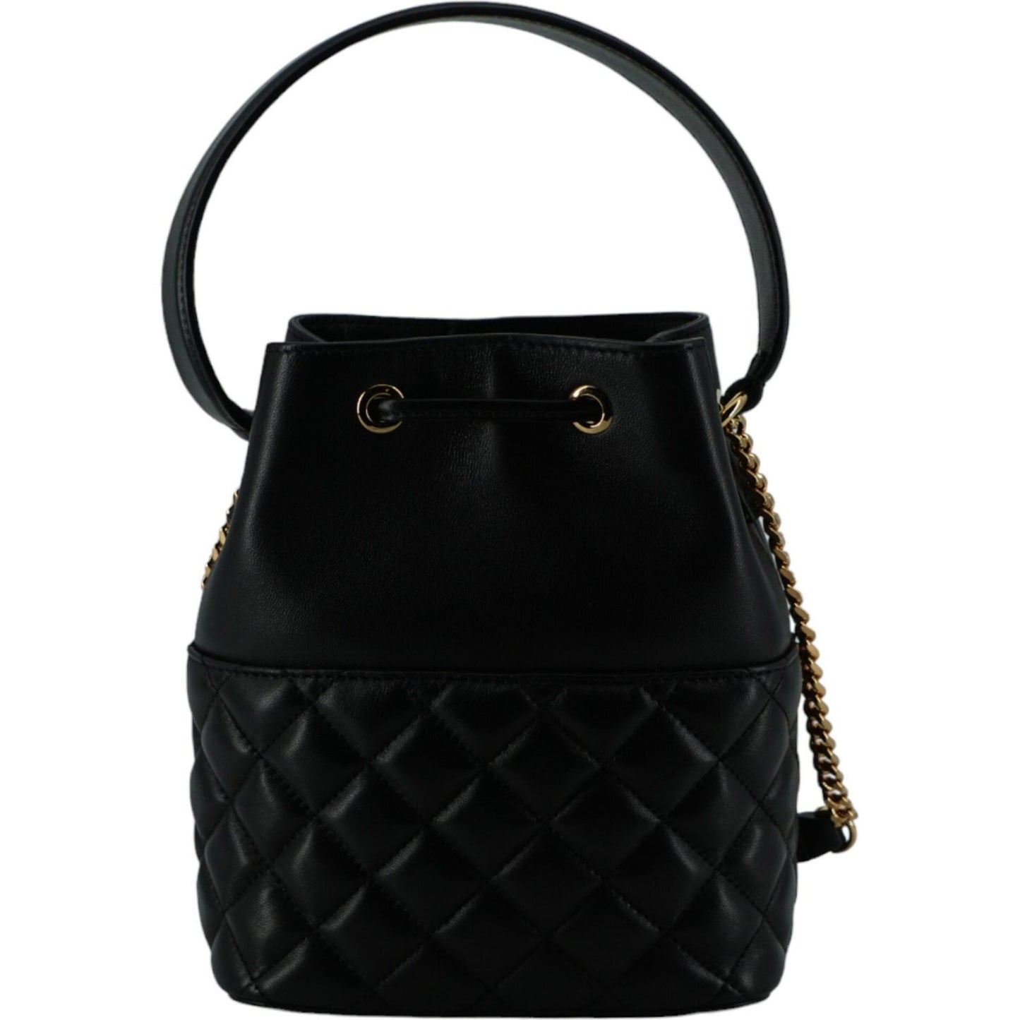 Elegant Black Leather Bucket Shoulder Bag