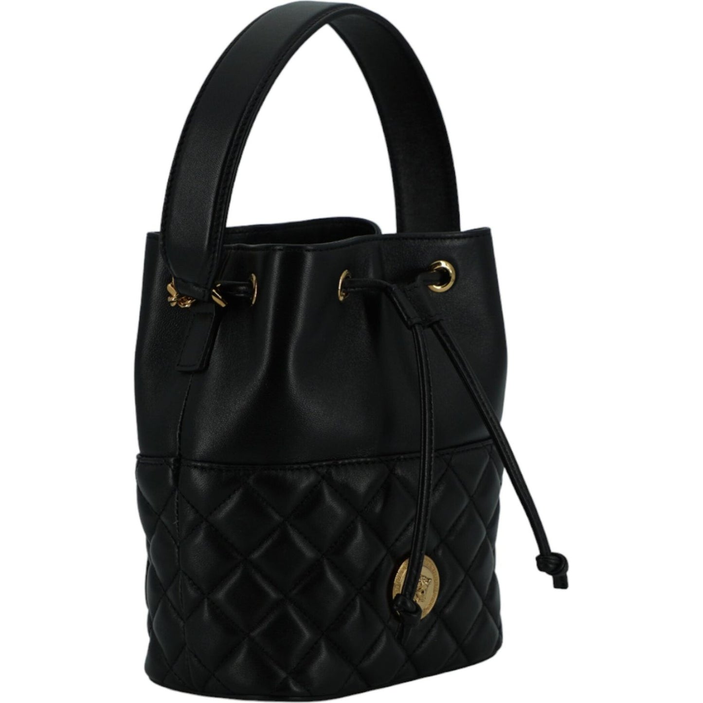 Elegant Black Leather Bucket Shoulder Bag