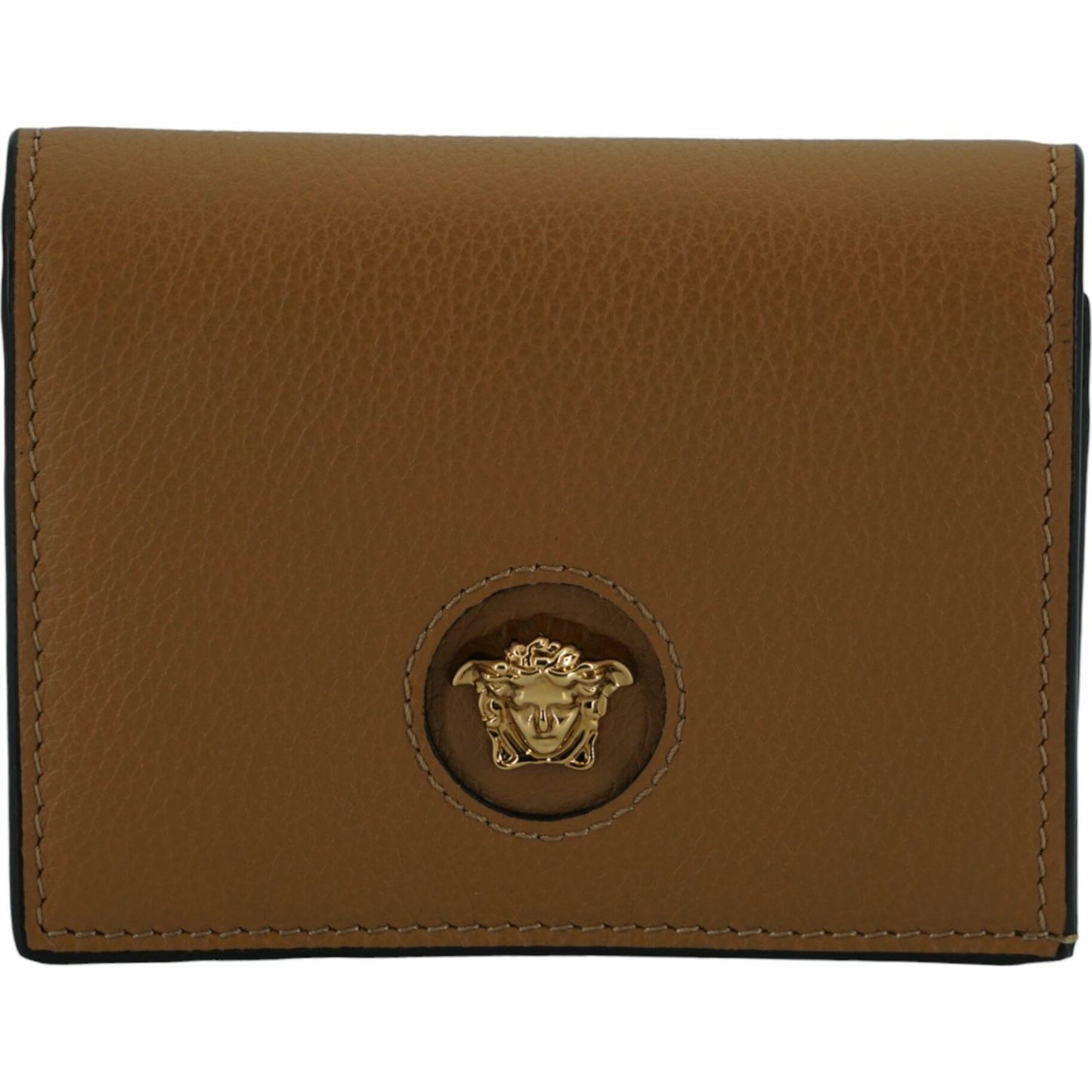 Versace Brown Calf Leather Compact Wallet
