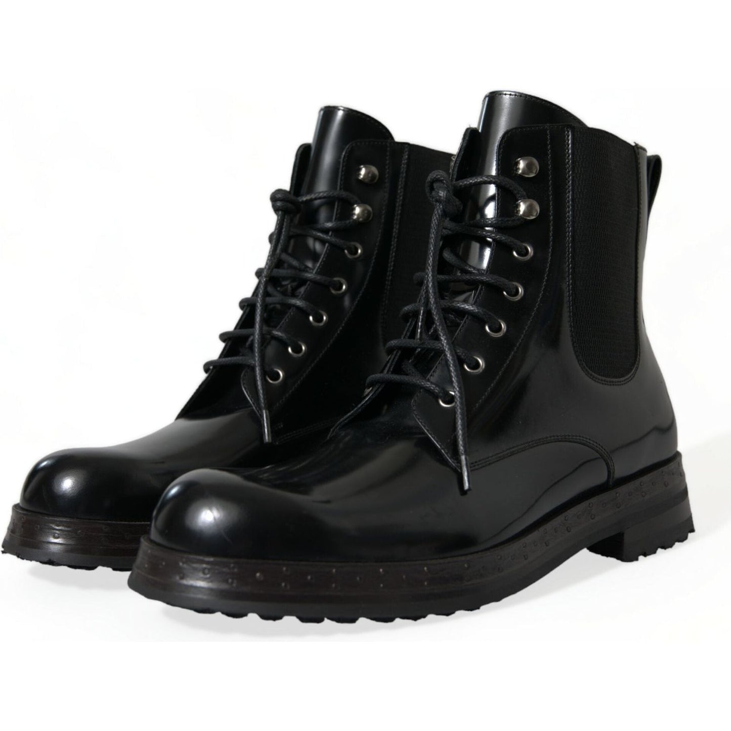 Elegant Black Leather Mid Calf Men's Boots