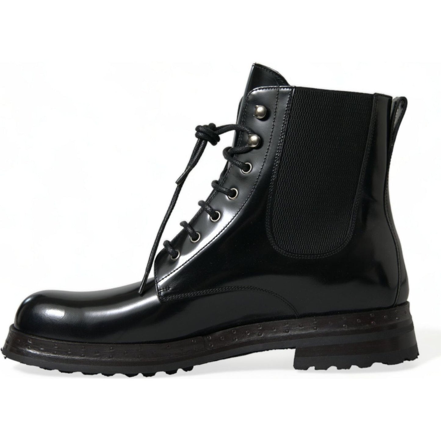 Elegant Black Leather Mid Calf Men's Boots