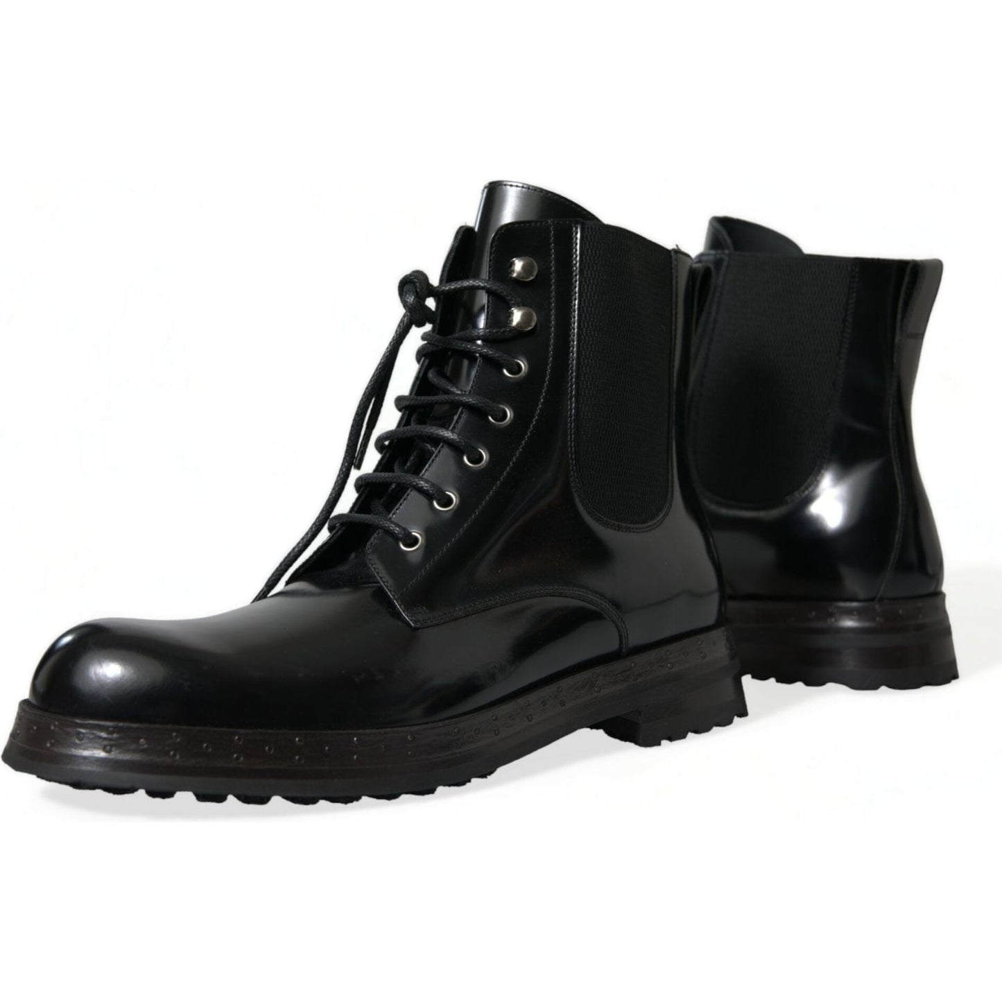 Elegant Black Leather Mid Calf Men's Boots