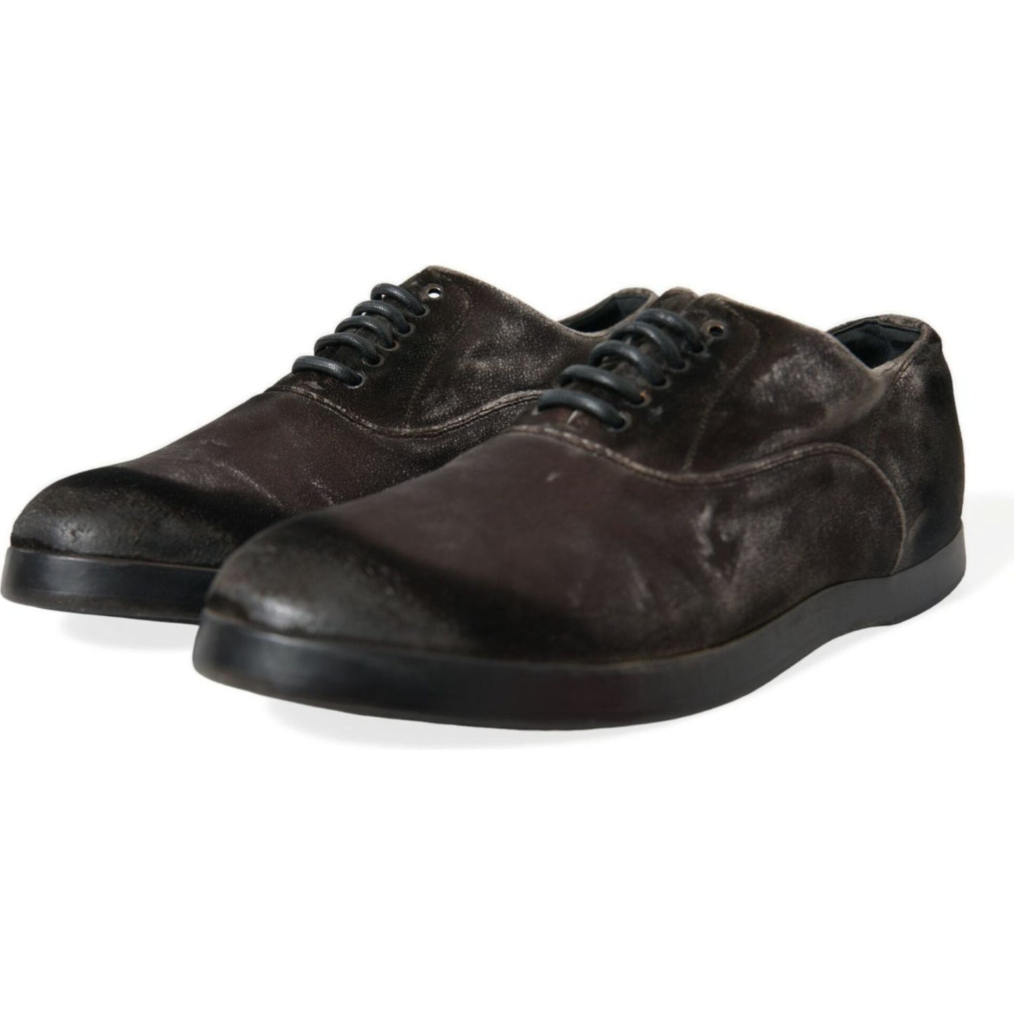 Elegant Brown Velvet Oxford Lace-up Shoes