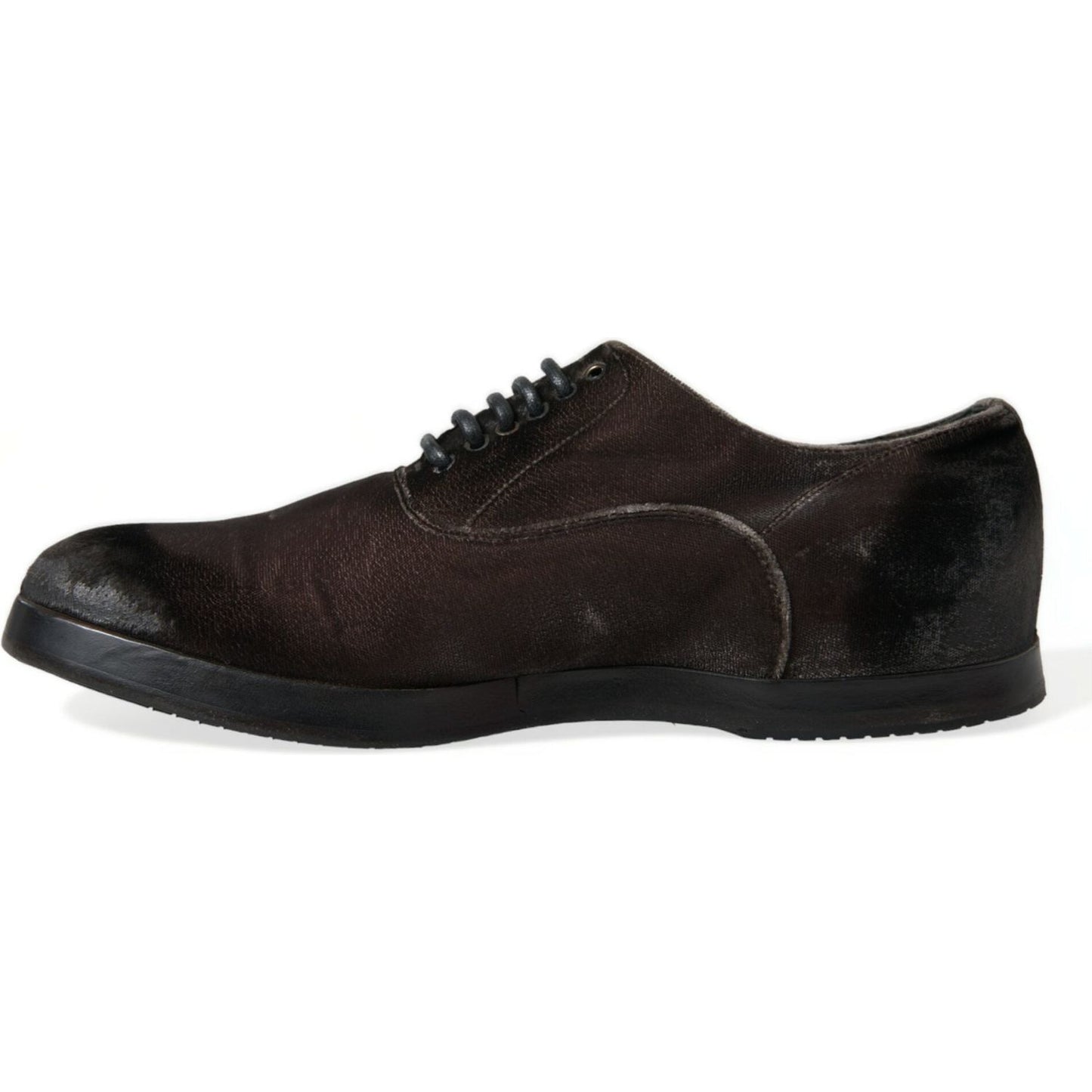 Elegant Brown Velvet Oxford Lace-up Shoes