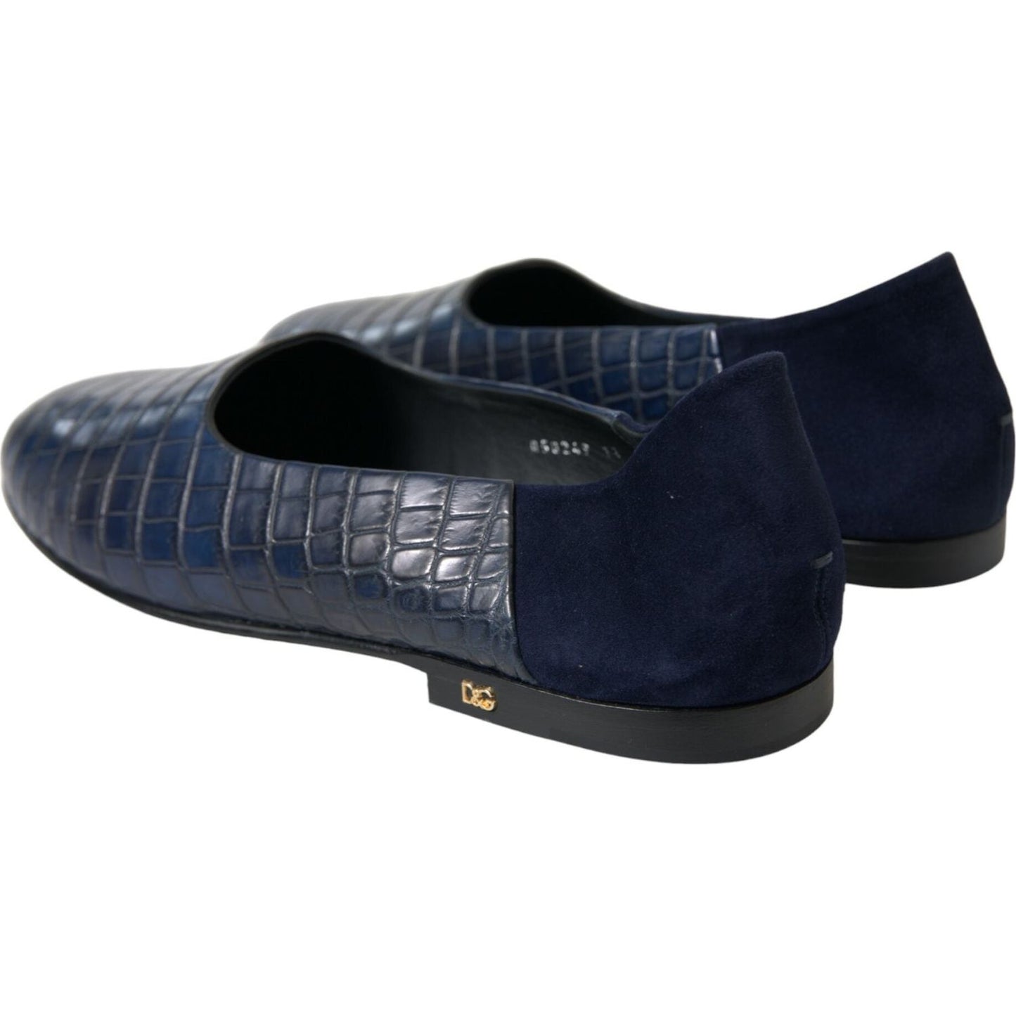 Elegant Blue Crocodile Leather Loafers