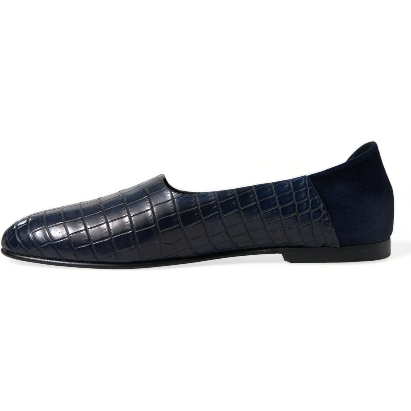 Elegant Blue Crocodile Leather Loafers