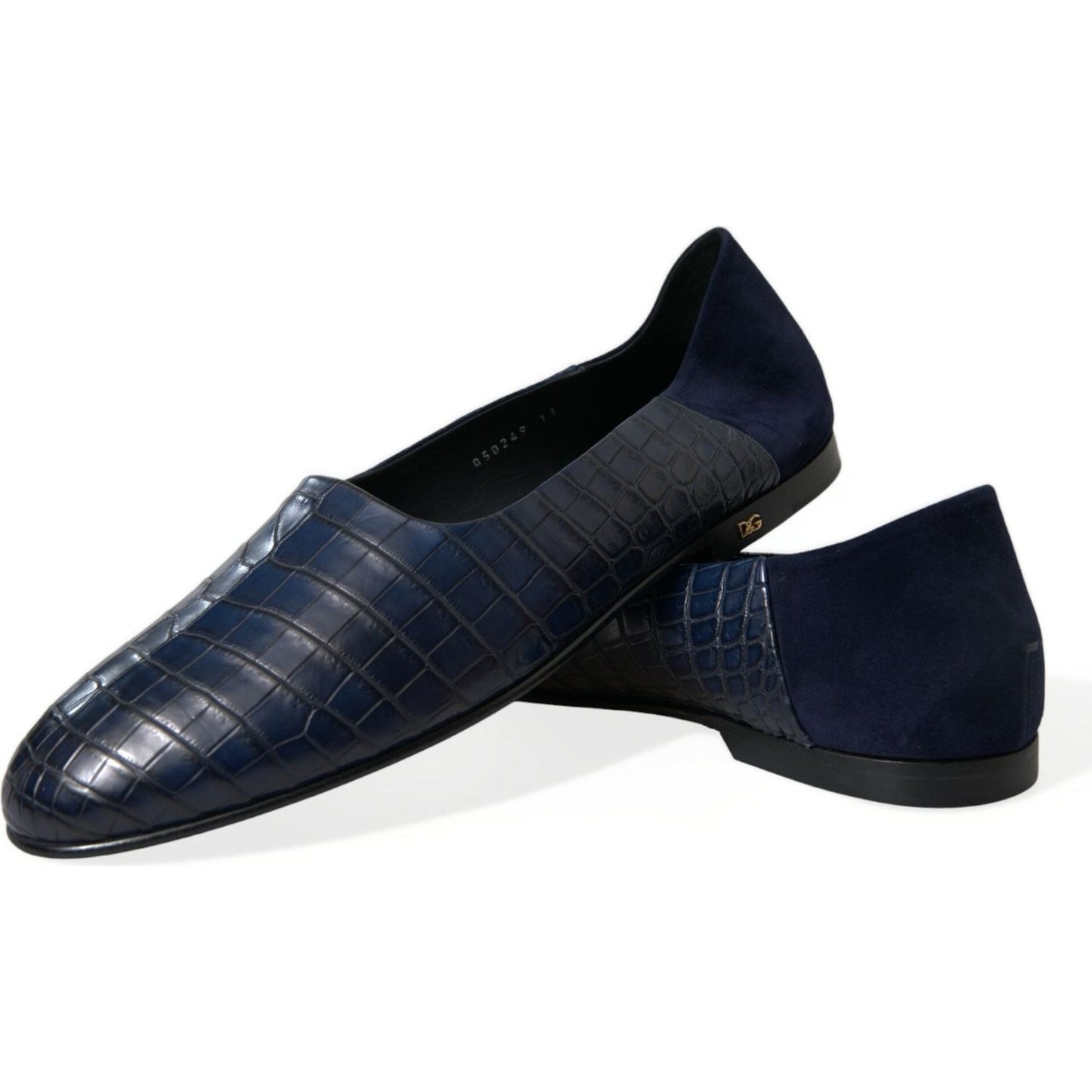 Elegant Blue Crocodile Leather Loafers