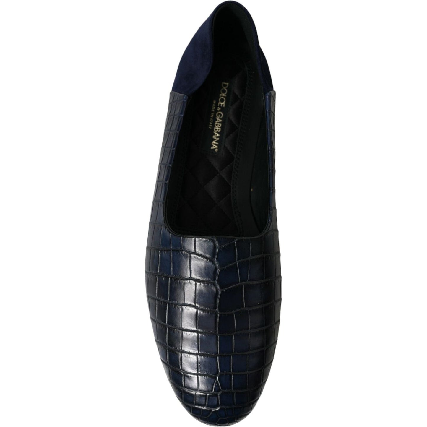 Elegant Blue Crocodile Leather Loafers