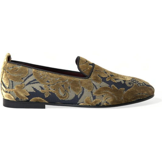 Opulent Gold Velvet Smoking Slippers