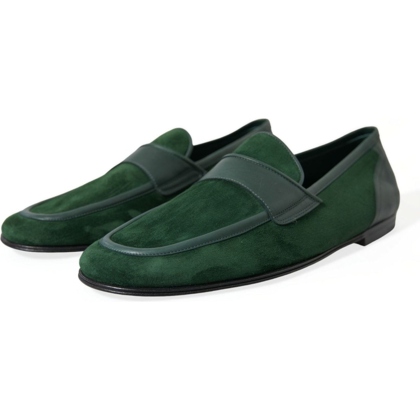 Emerald Velvet Leather Loafers for Men