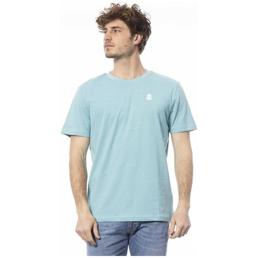 Chic Light Blue Crew Neck Logo Tee Invicta