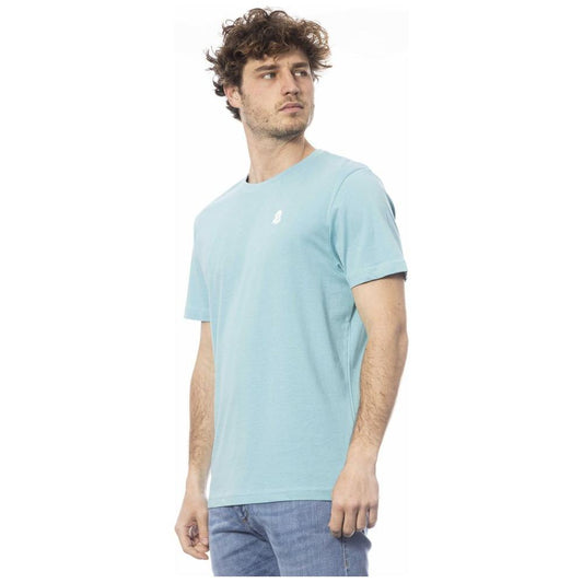 Chic Light Blue Crew Neck Logo Tee Invicta