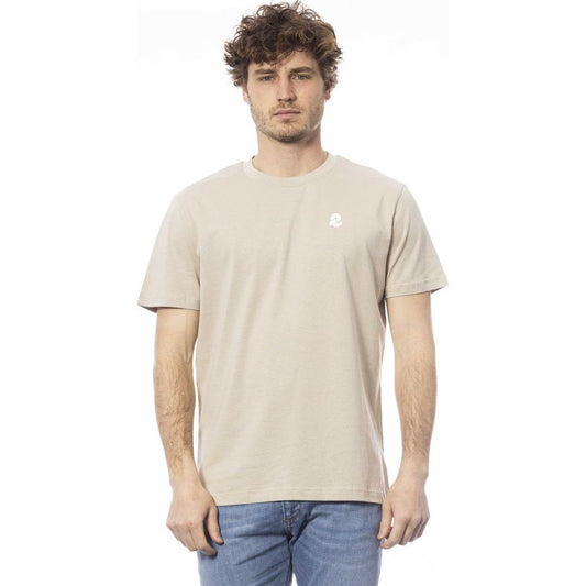 Beige Cotton Crew Neck Logo Tee Invicta