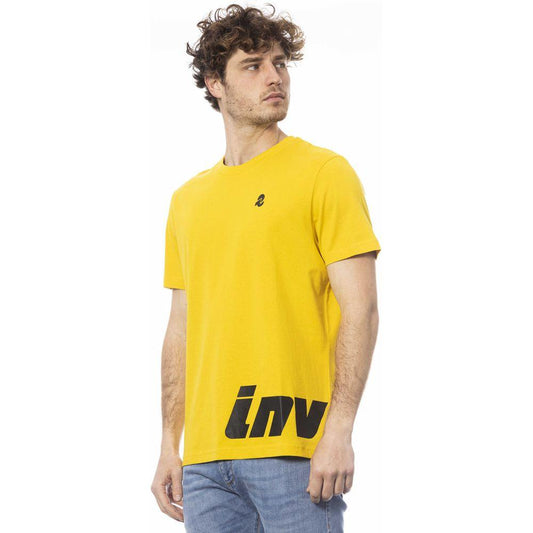 Sunshine Yellow Crew Neck Tee with Logo Print Invicta