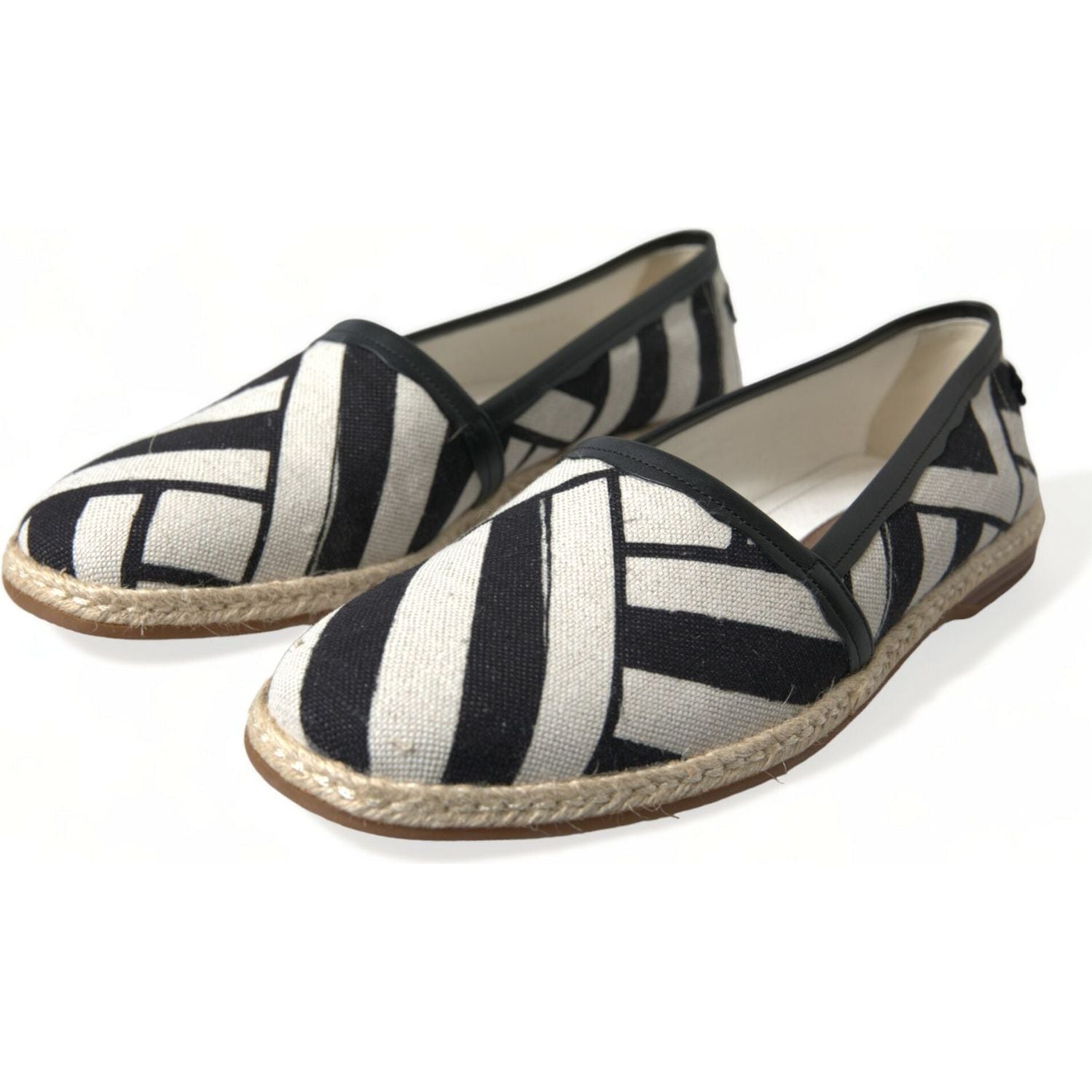 Dolce & Gabbana Beige Black Striped Canvas Espadrilles MONDELLO Shoes