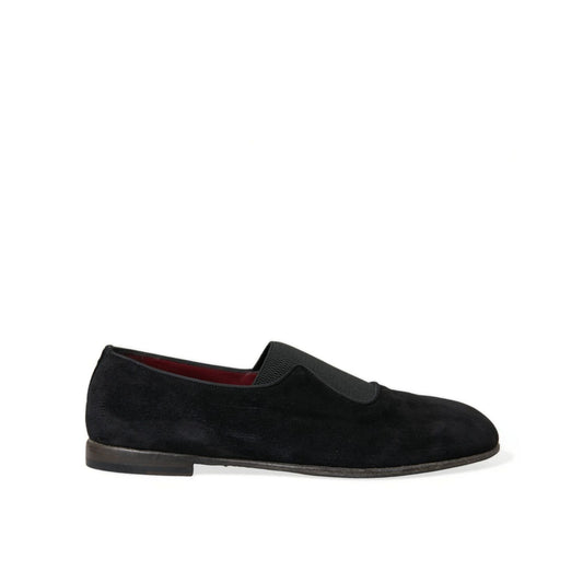Dolce & Gabbana Black RUNWAY Velour AMALFI Loafers Shoes Dolce & Gabbana