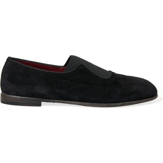 Elegant Black Velor Loafers for the Discerning Gentleman