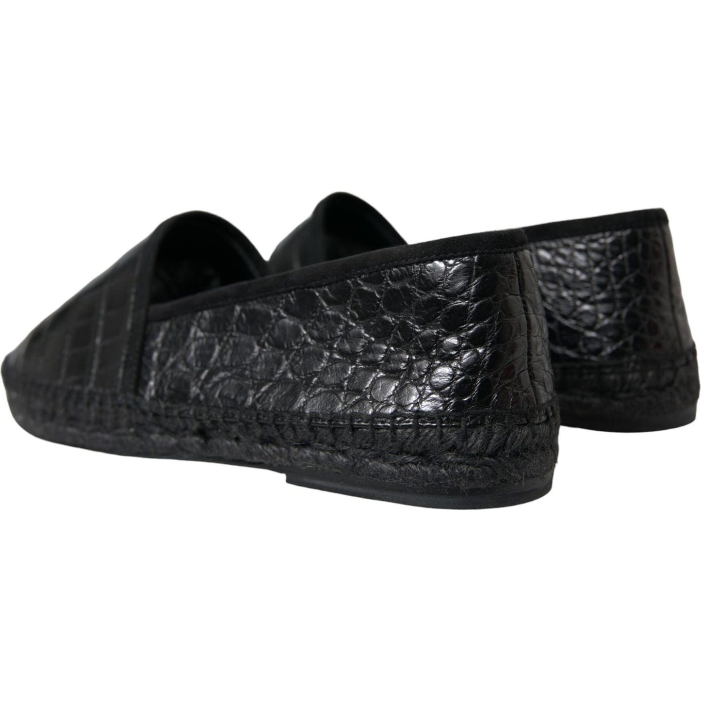 Exotic Black Leather Espadrilles