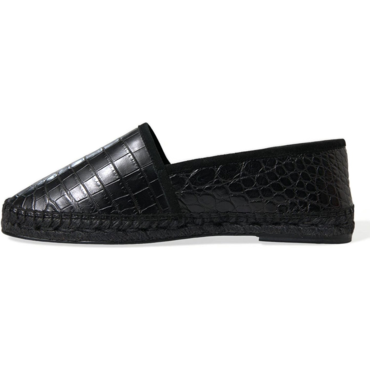 Exotic Black Leather Espadrilles