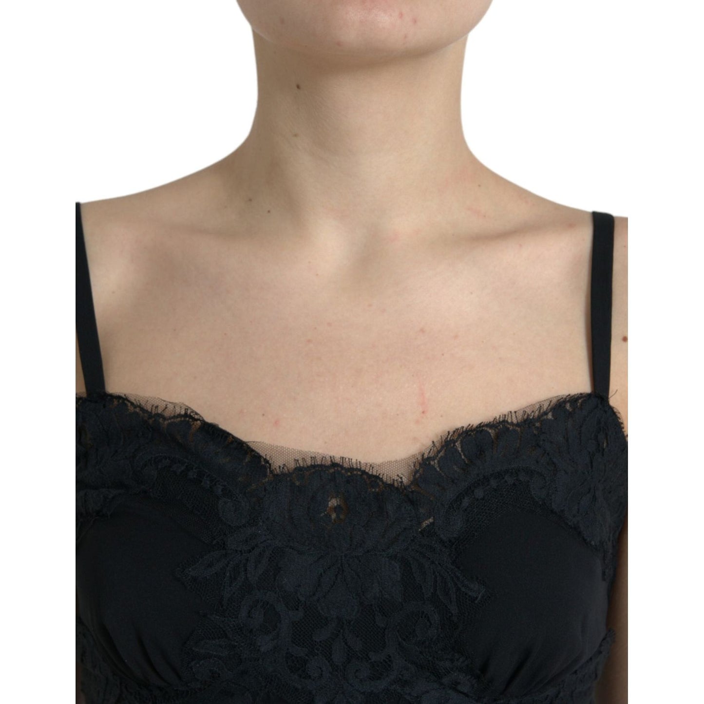 Elegant Black Silk Lace Tank Top