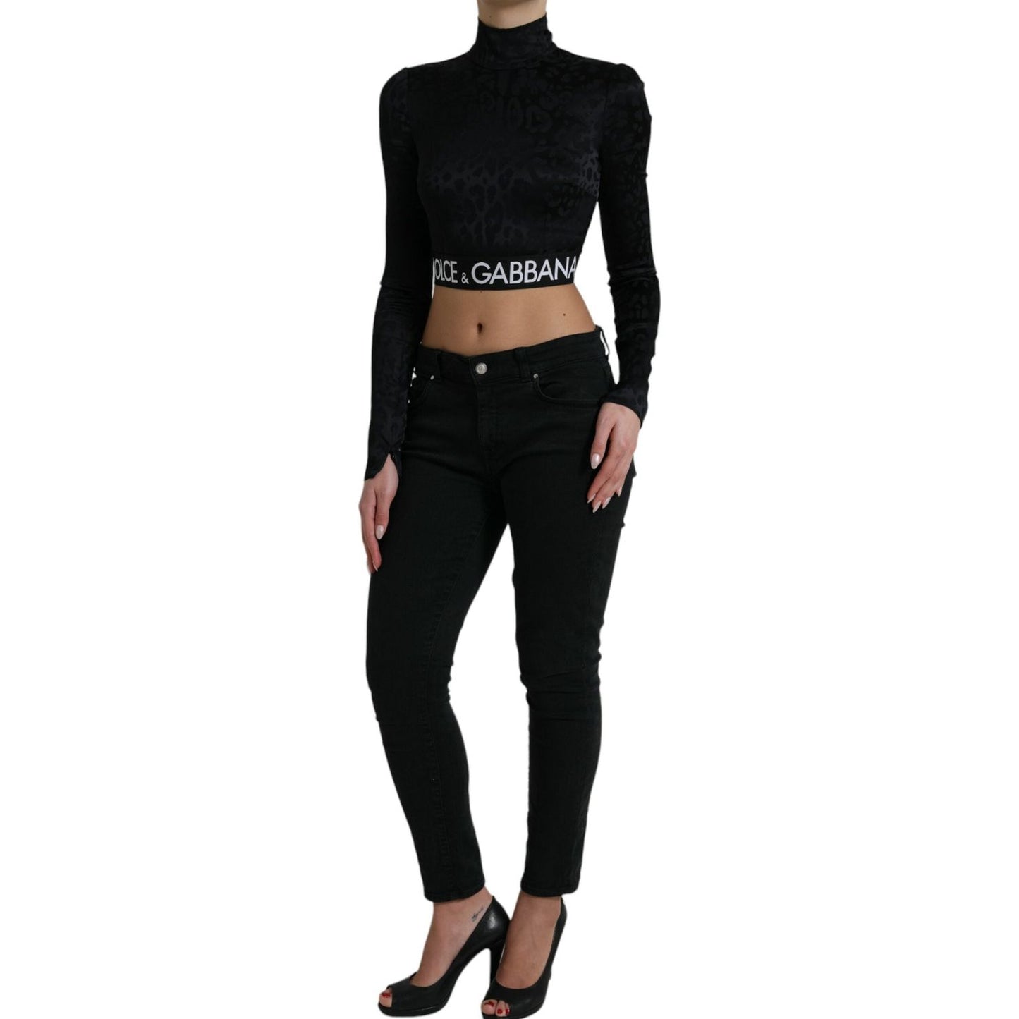 Elegant Black Cropped Top with Zip Closure