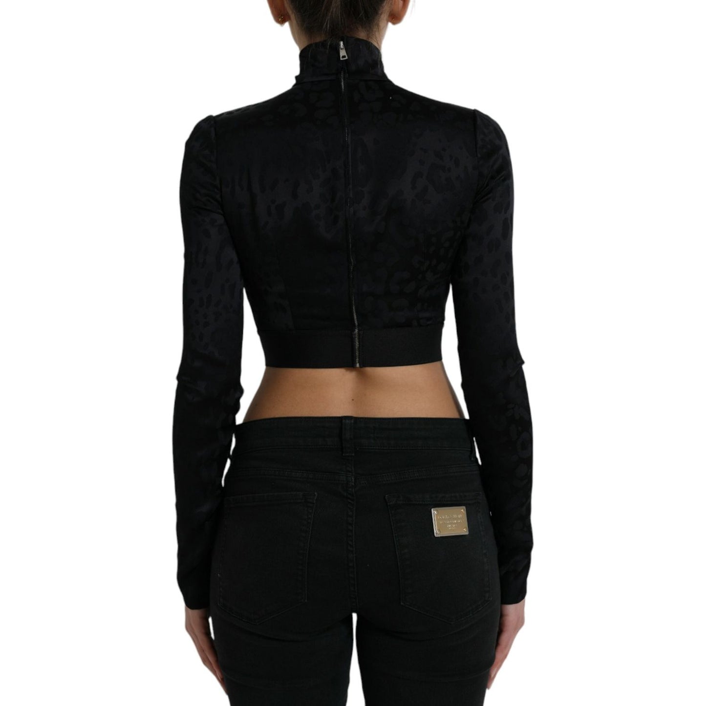 Elegant Black Cropped Top with Zip Closure