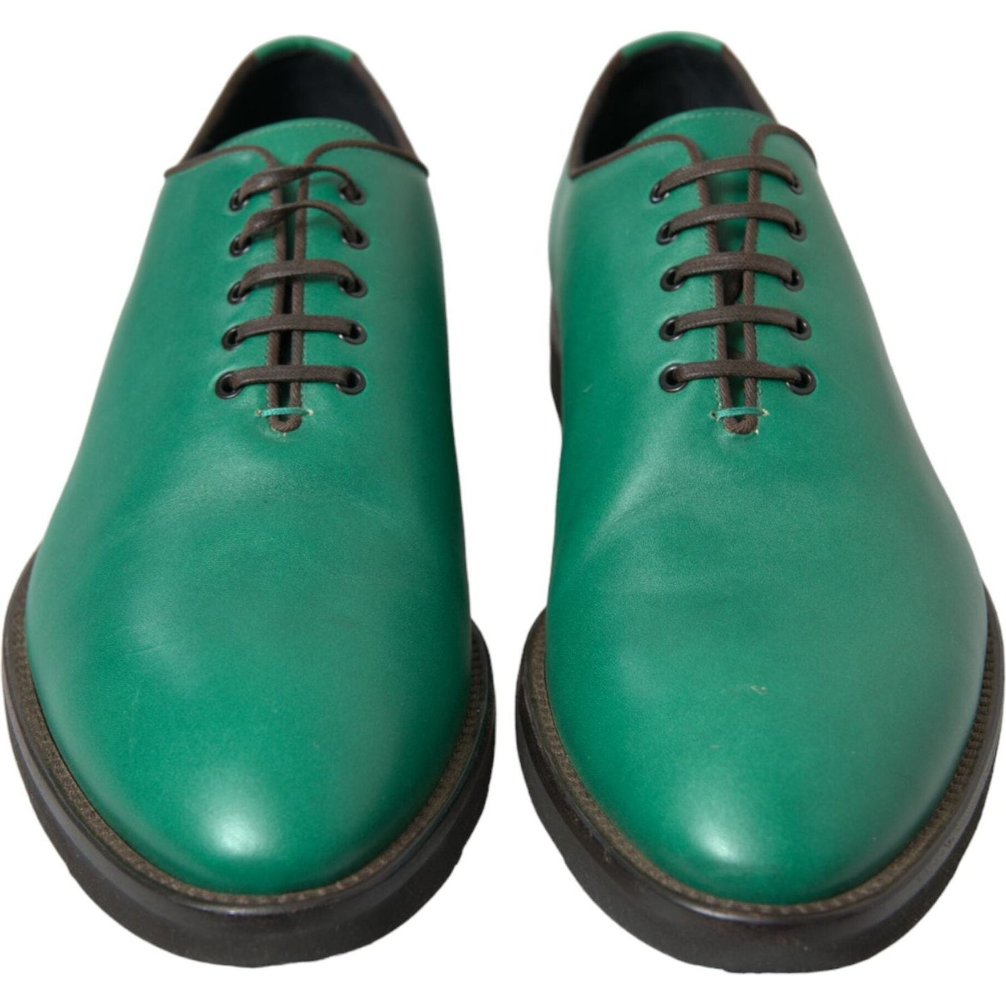 Elegant Green Leather Oxford Dress Shoes