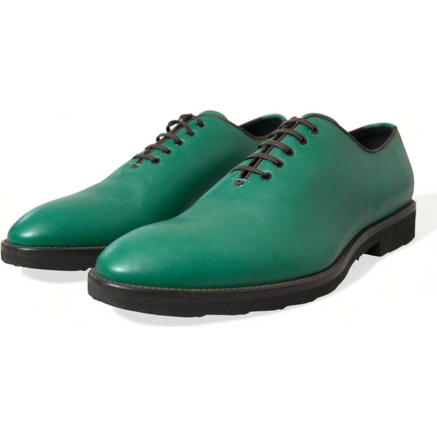 Elegant Green Leather Oxford Dress Shoes