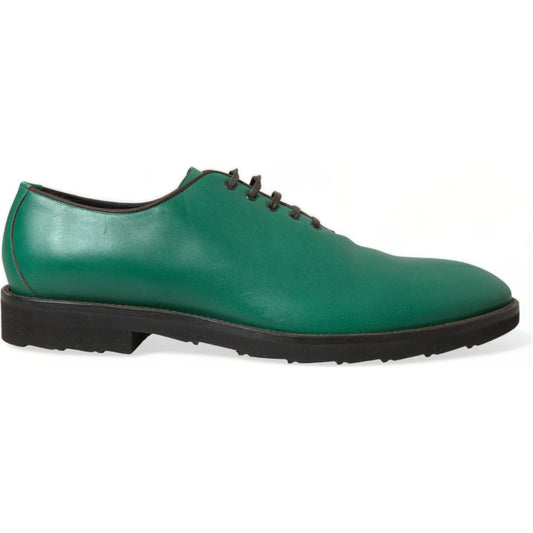 Elegant Green Leather Oxford Dress Shoes