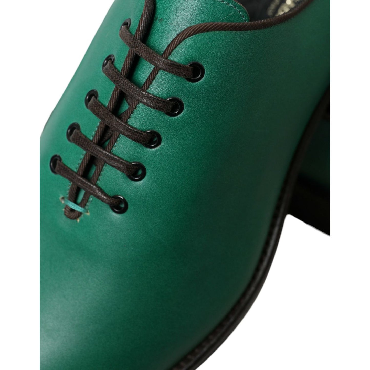 Elegant Green Leather Oxford Dress Shoes