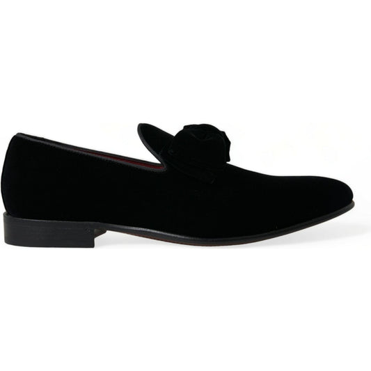 Elegant Black Velvet Loafers - Men's Luxury Footwear