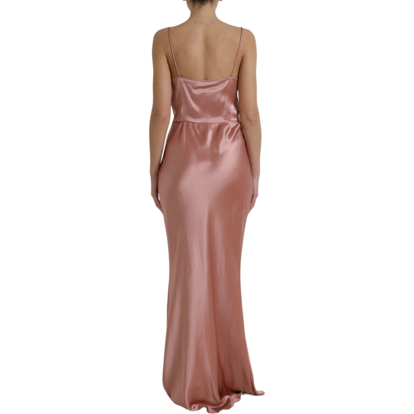 Elegant Long Silk Gown in Pink