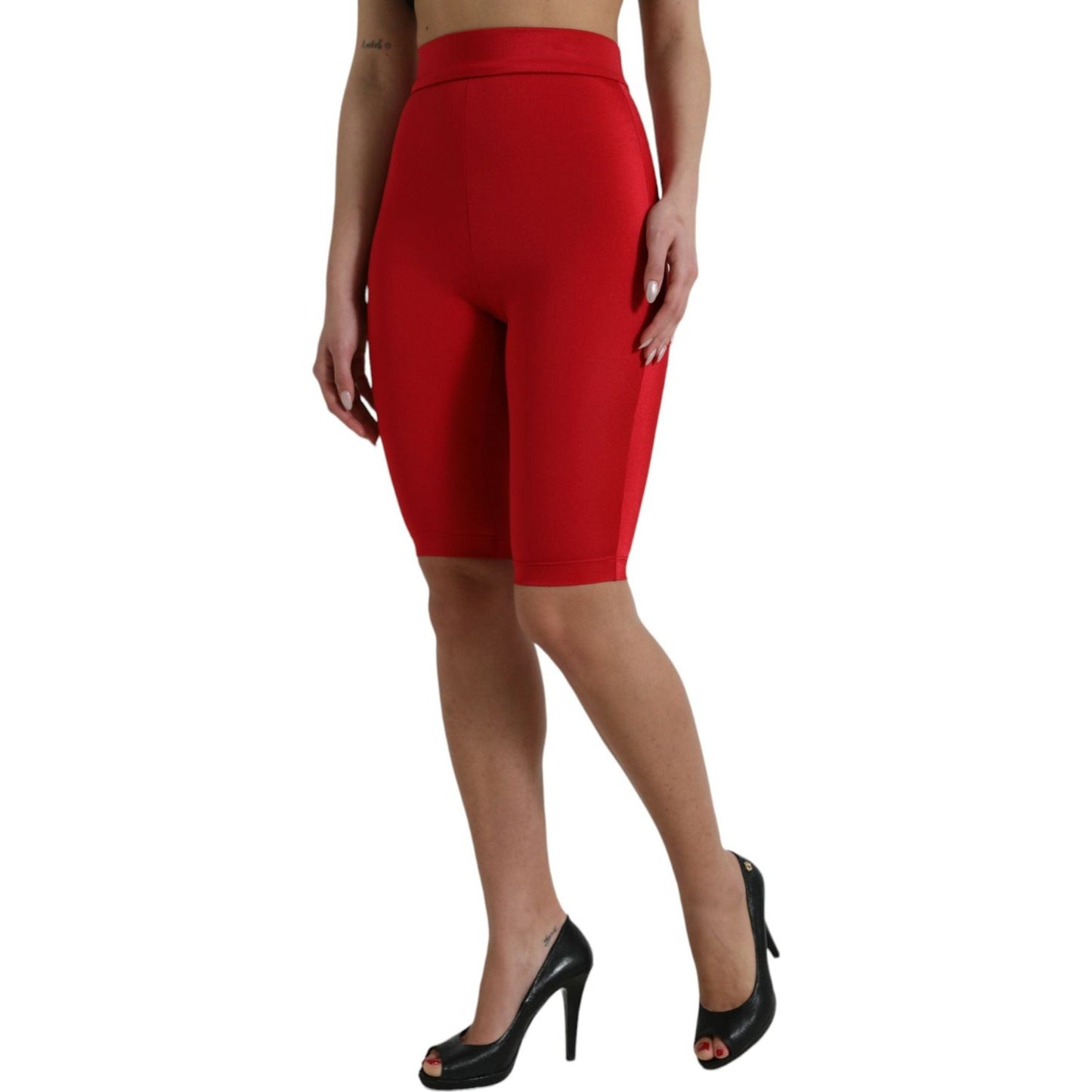 Chic Red High Waist Leggings Pants