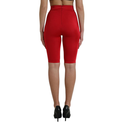 Dolce & Gabbana Red Stretch High Waist Cropped Leggings Pants