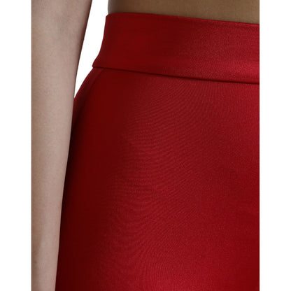 Dolce & Gabbana Red Stretch High Waist Cropped Leggings Pants