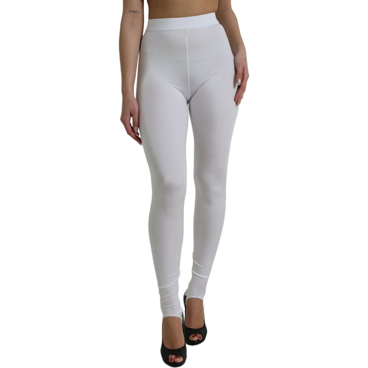 Elegant High Waist Leggings in White