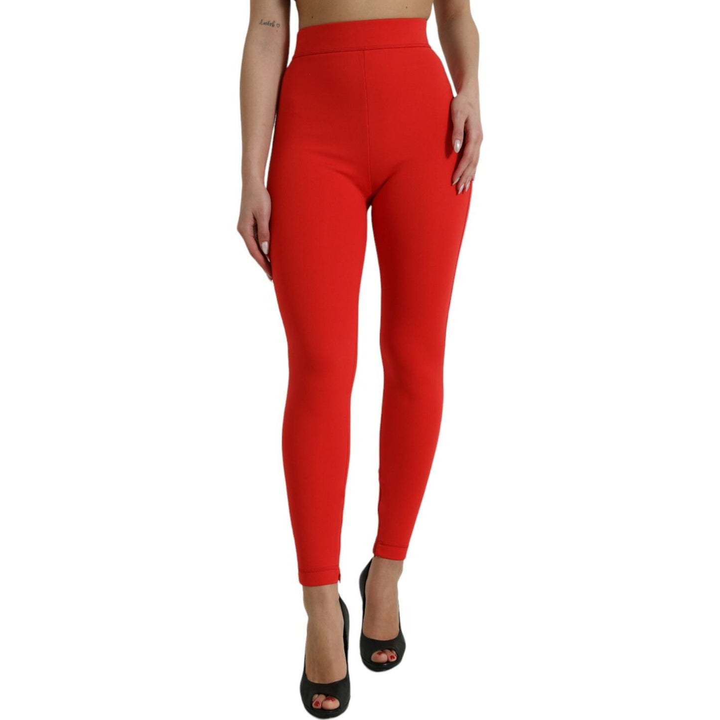 Elegant High Waist Red Leggings