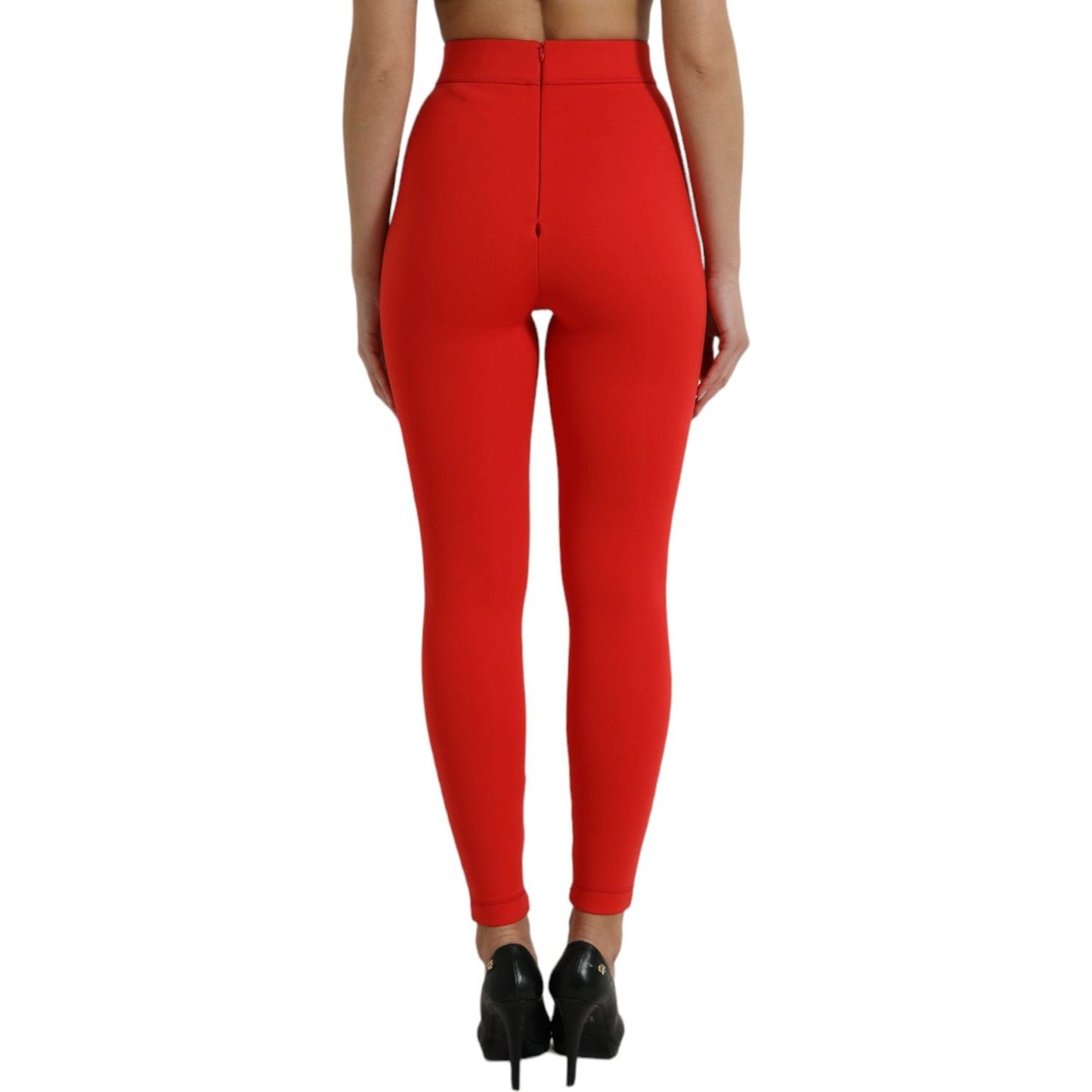 Elegant High Waist Red Leggings