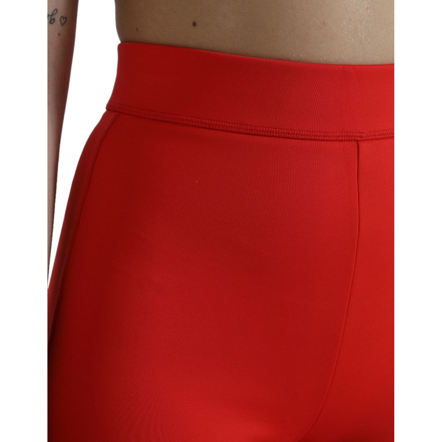 Elegant High Waist Red Leggings