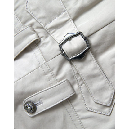 Dolce & Gabbana Beige Cotton High Waist Tapered Pants