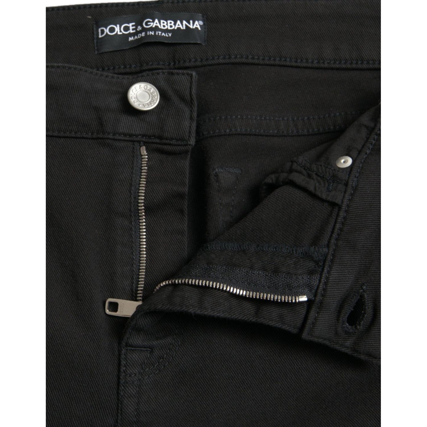 Chic Black Mid Waist Denim Jeans