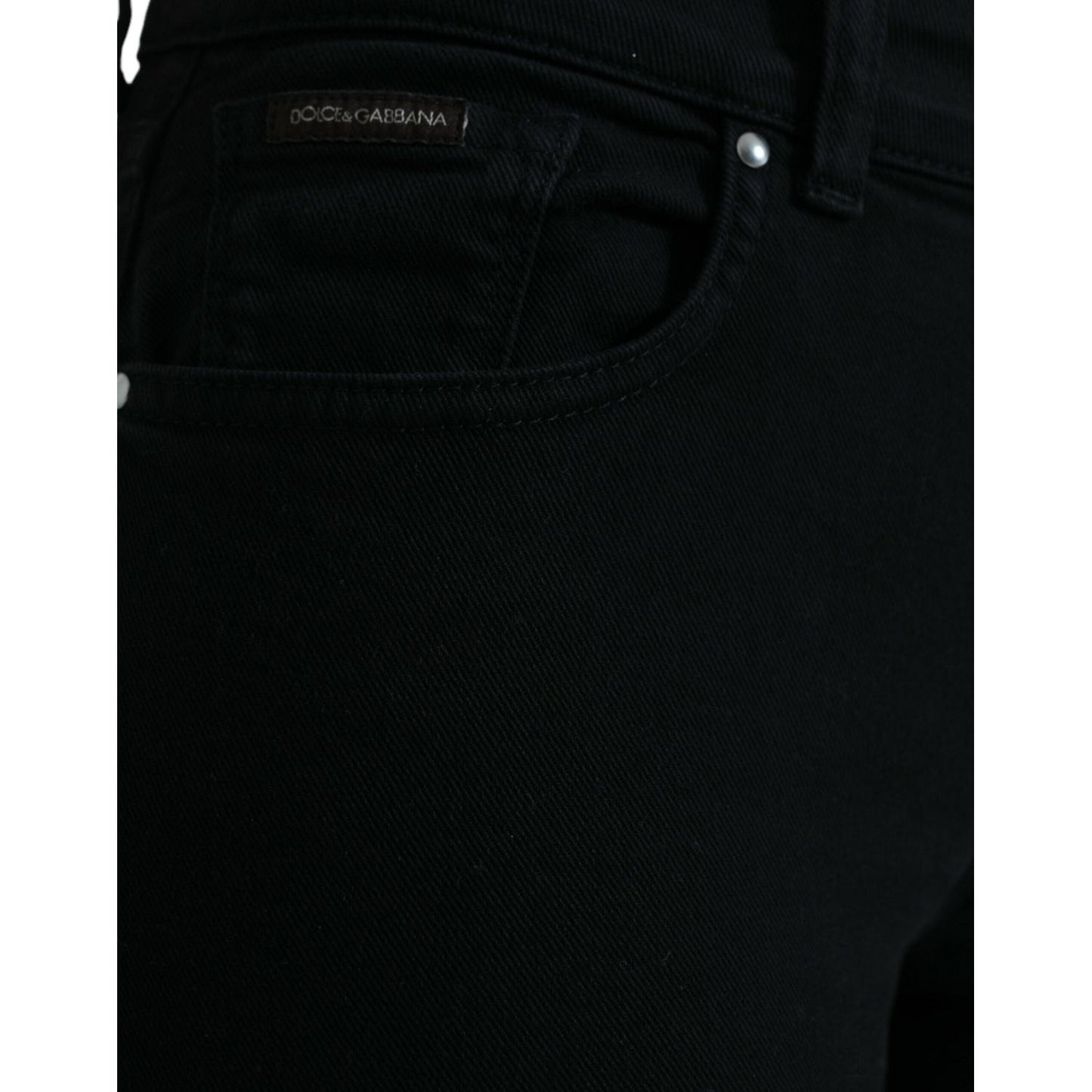 Chic Black Mid Waist Stretch Jeans